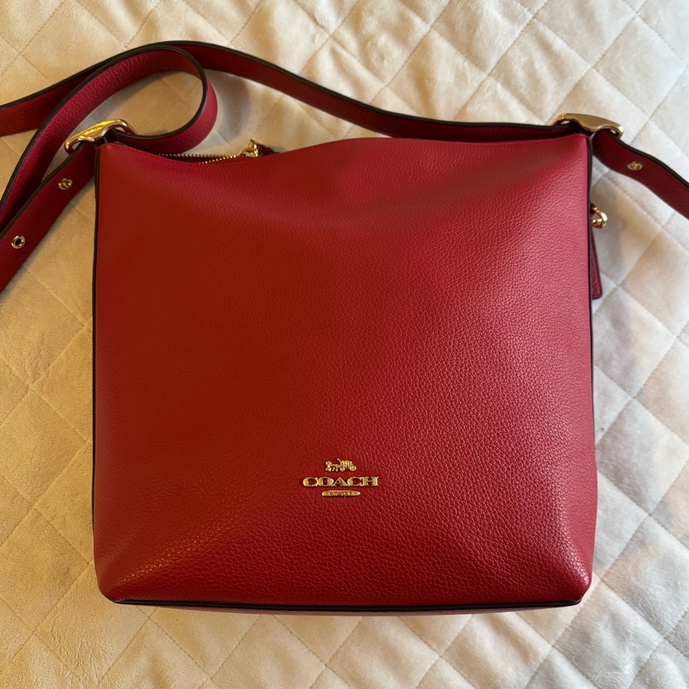 Coach Red Shoulder Bag with Adjustable Strap